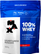 100% Whey Refil 900G – Max Titanium – Morango